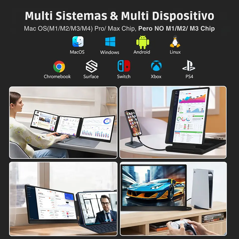Monitor Doble Portatil Plegable 14