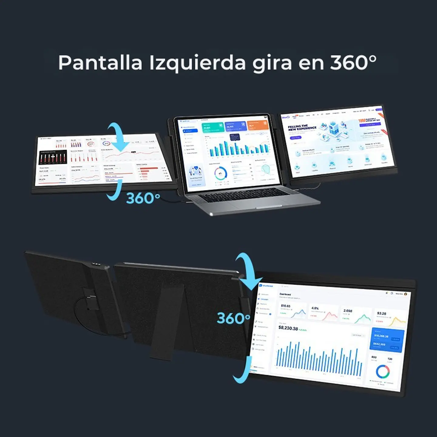 Monitor Doble Portatil Plegable 14