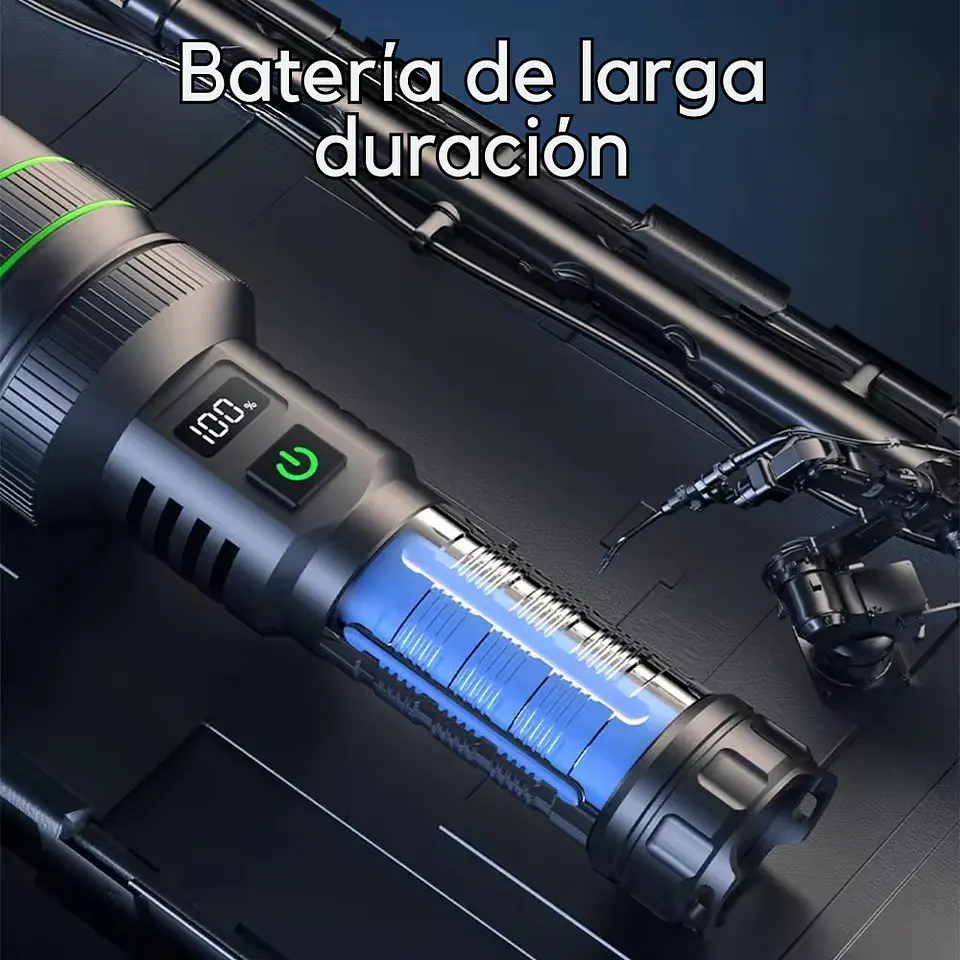 Linterna Tactica Pro LED Potente Recargable Zoom Power Bank 2