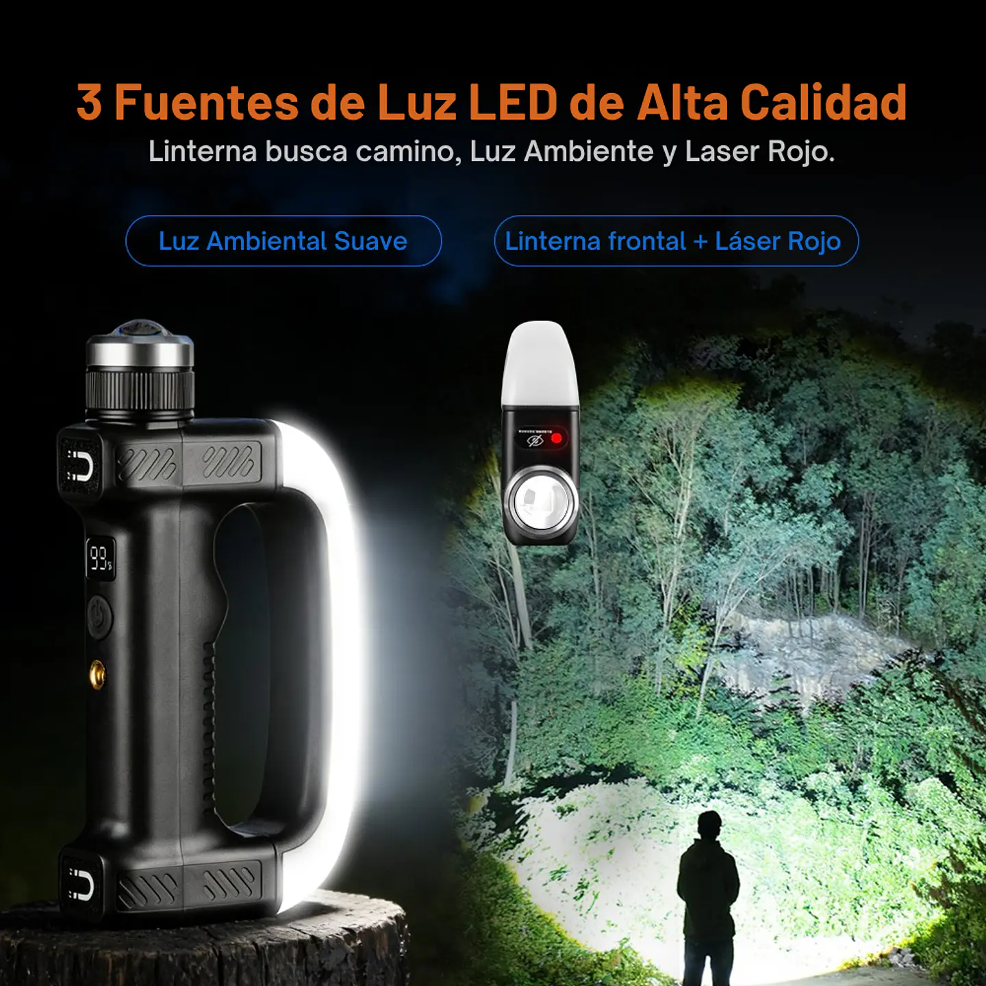 Linterna LED Magnetica Trabajo Puntero Recargable Outdoor 2