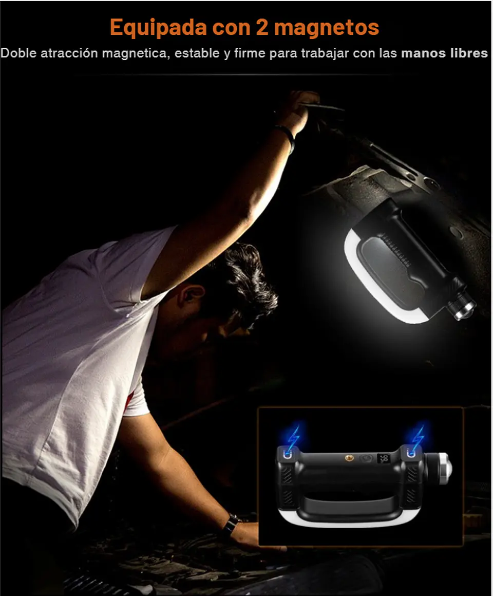 Linterna LED Magnetica Trabajo Puntero Recargable Outdoor 6