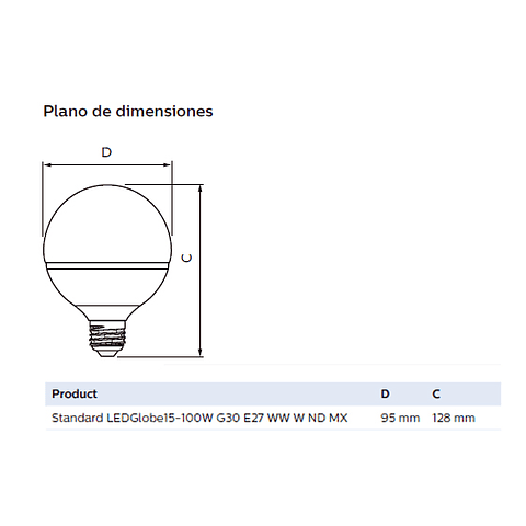 LEDGLOBE15-100W G30 E27 WW W ND MX 