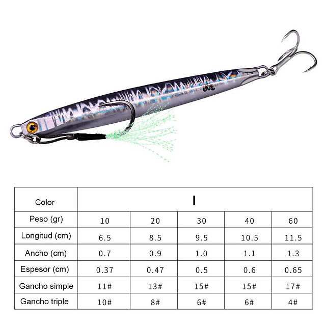 Jig de pesca (señuelo) 9.5 cm/30 gramos I