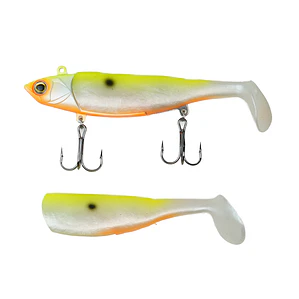 SEÑUELO VINILO CABEZA PLOMO 115MM / 25G AMARILLO