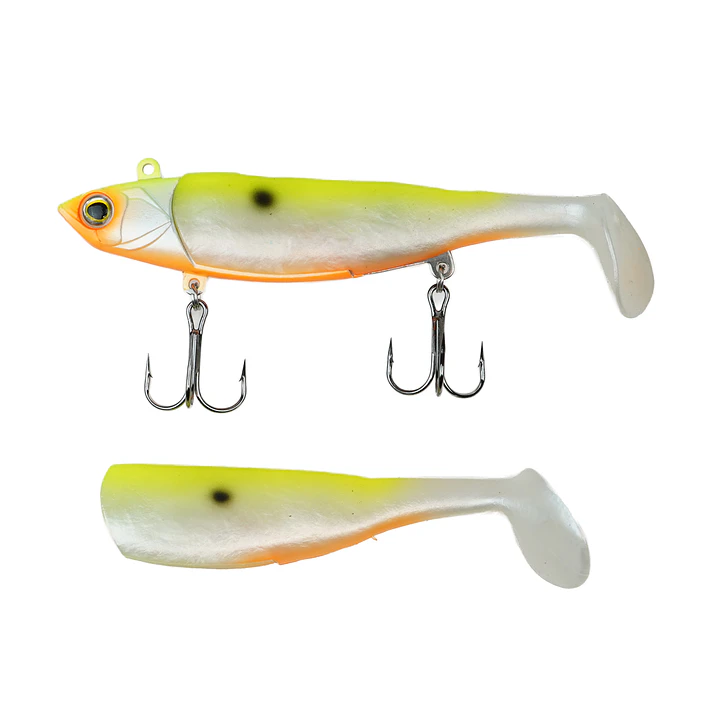 SEÑUELO VINILO CABEZA PLOMO 115MM / 25G AMARILLO 1