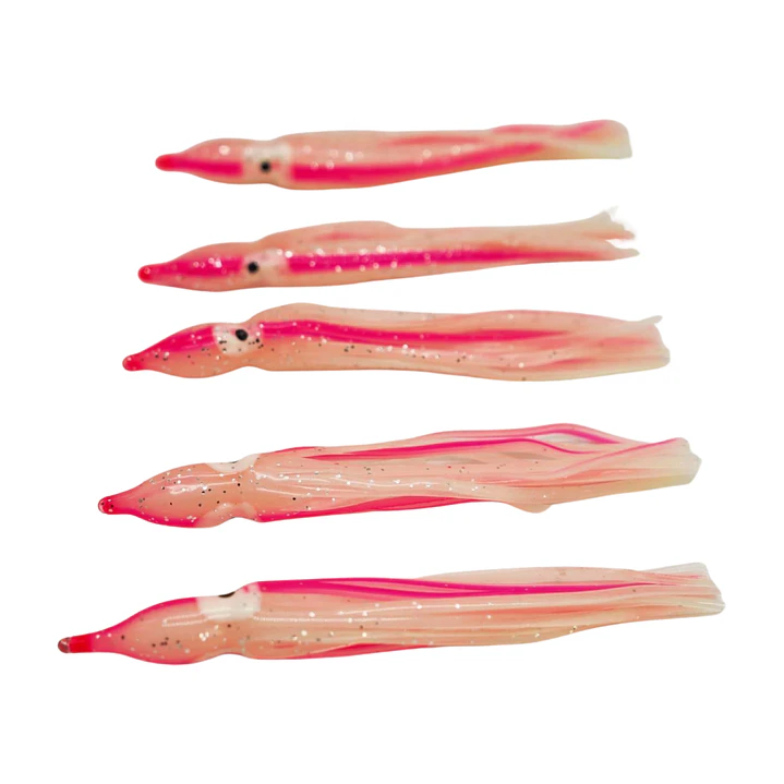 Señuelo de pulpo 5 PCS 90 MM / 3 G banco con rosa 1