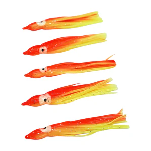 Señuelo de pulpo 5 PCS 90 MM / 3 G rojo amarillo