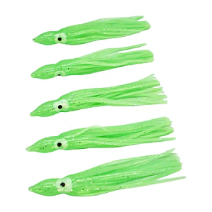 Señuelo de pulpo 5 PCS 90 MM / 3 G verde glow