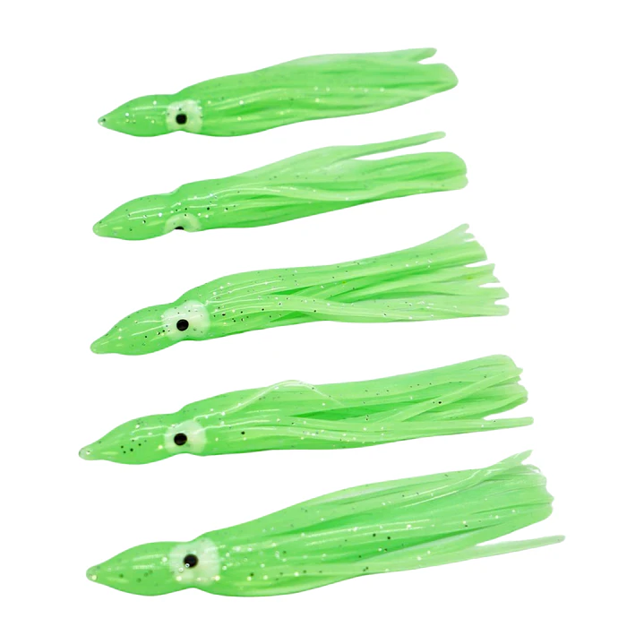 Señuelo de pulpo 5 PCS 90 MM / 3 G verde glow 1