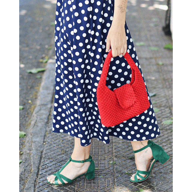 Falda Eve azul lunares blancos