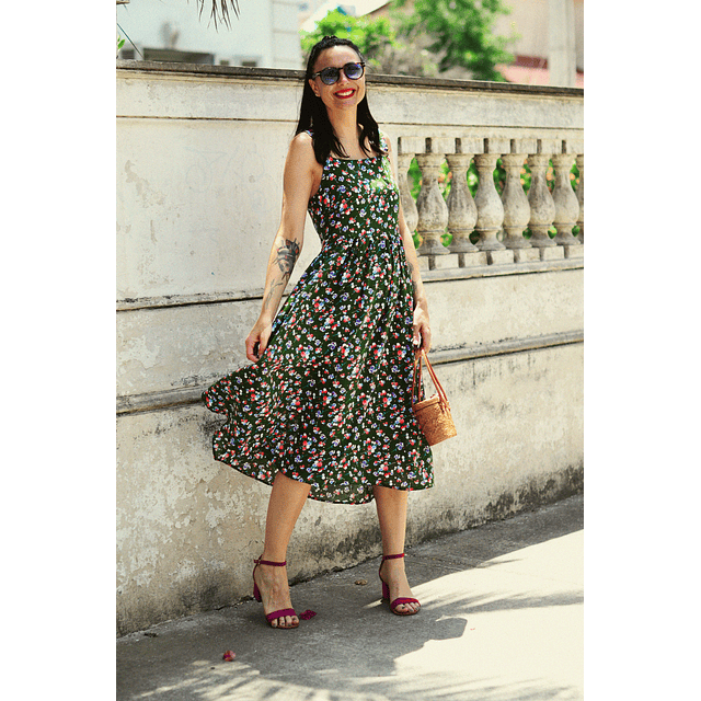 Vestido Matilde verde flores 