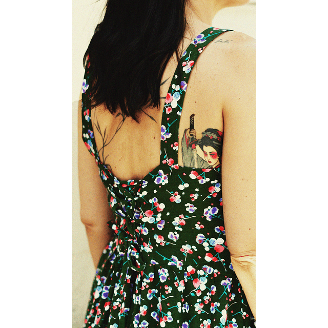 Vestido Matilde verde flores 