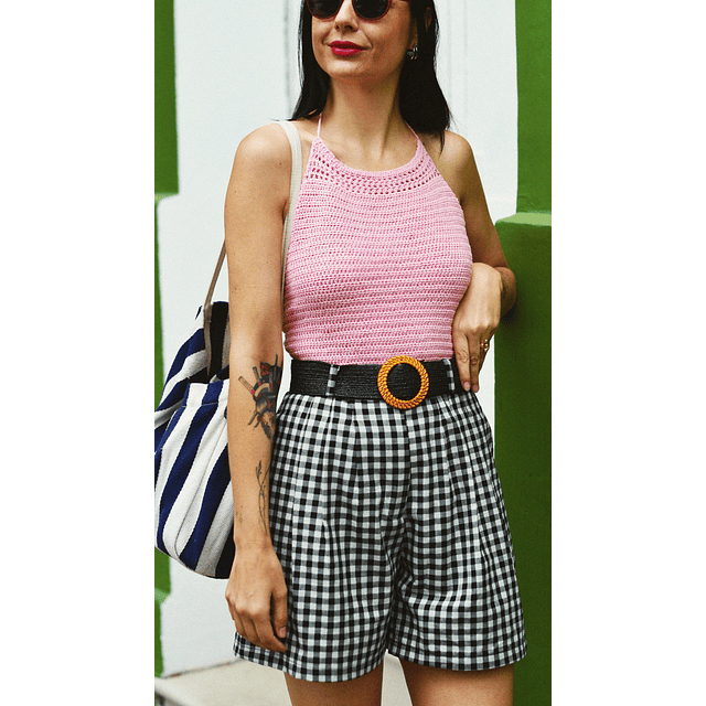 Short Victoria Vichy Negro con Blanco - pre venta