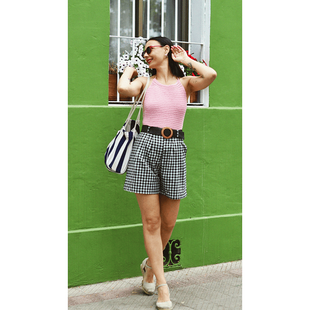 Short Victoria Vichy Negro con Blanco - pre venta