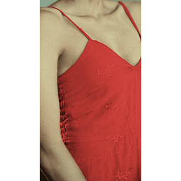 Vestido Leontina rojo bordado