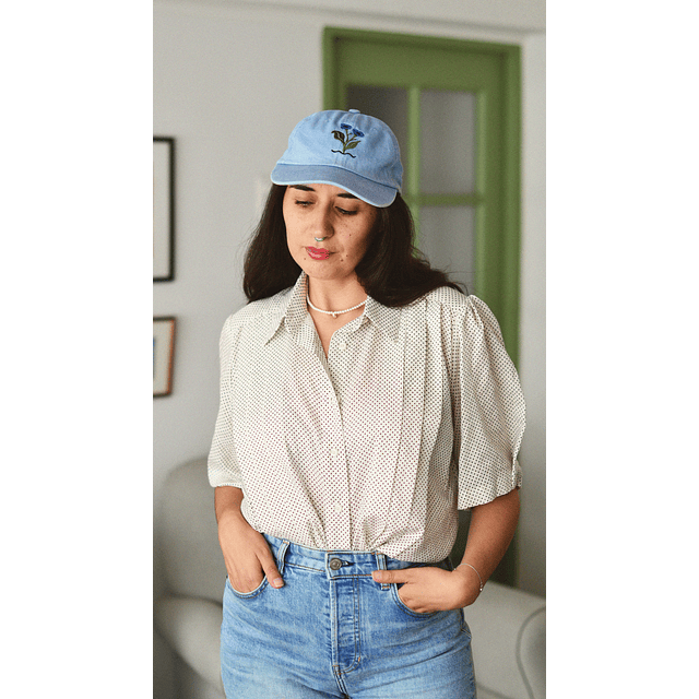 Jockey celeste - flor bordada