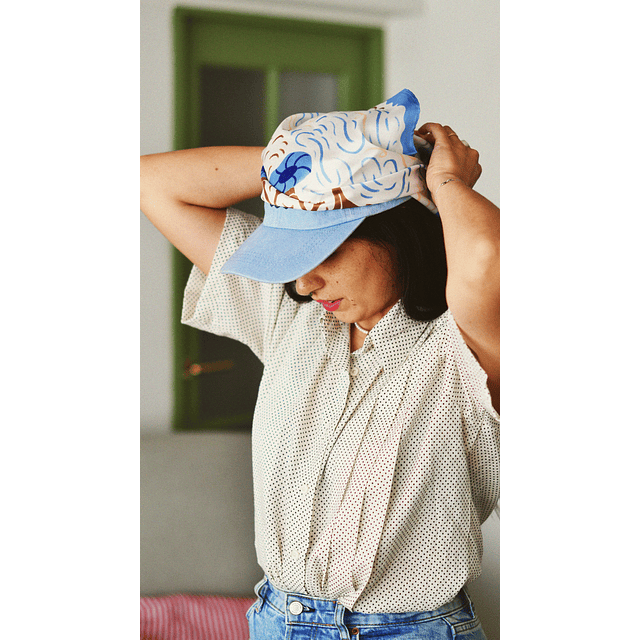 Jockey celeste - flor bordada