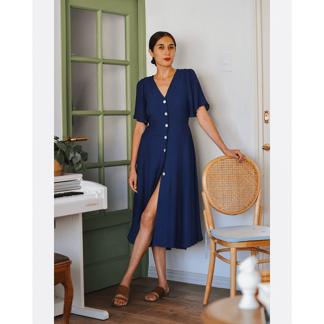 Vestido Nélida Azul Midi