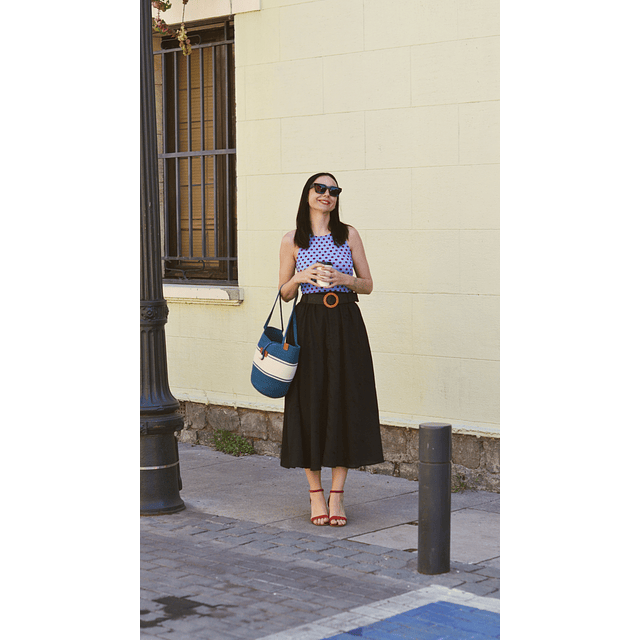 Top Isabel - Celeste y guinda