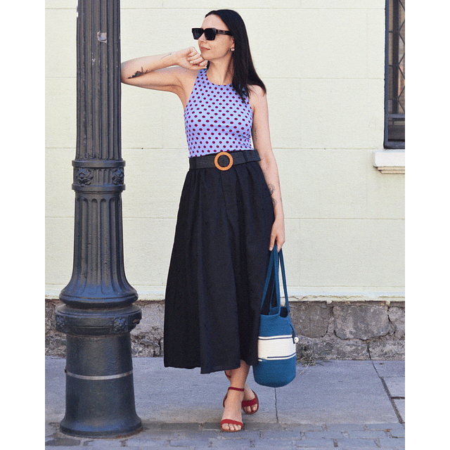 Top Isabel - Celeste y guinda