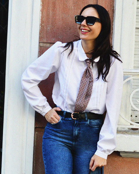 Blusa Filomena blanca textura