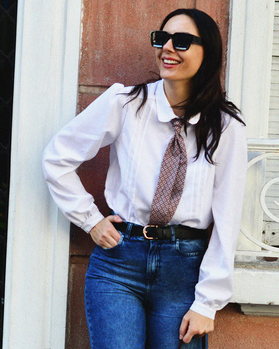 Blusa Filomena blanca textura 2