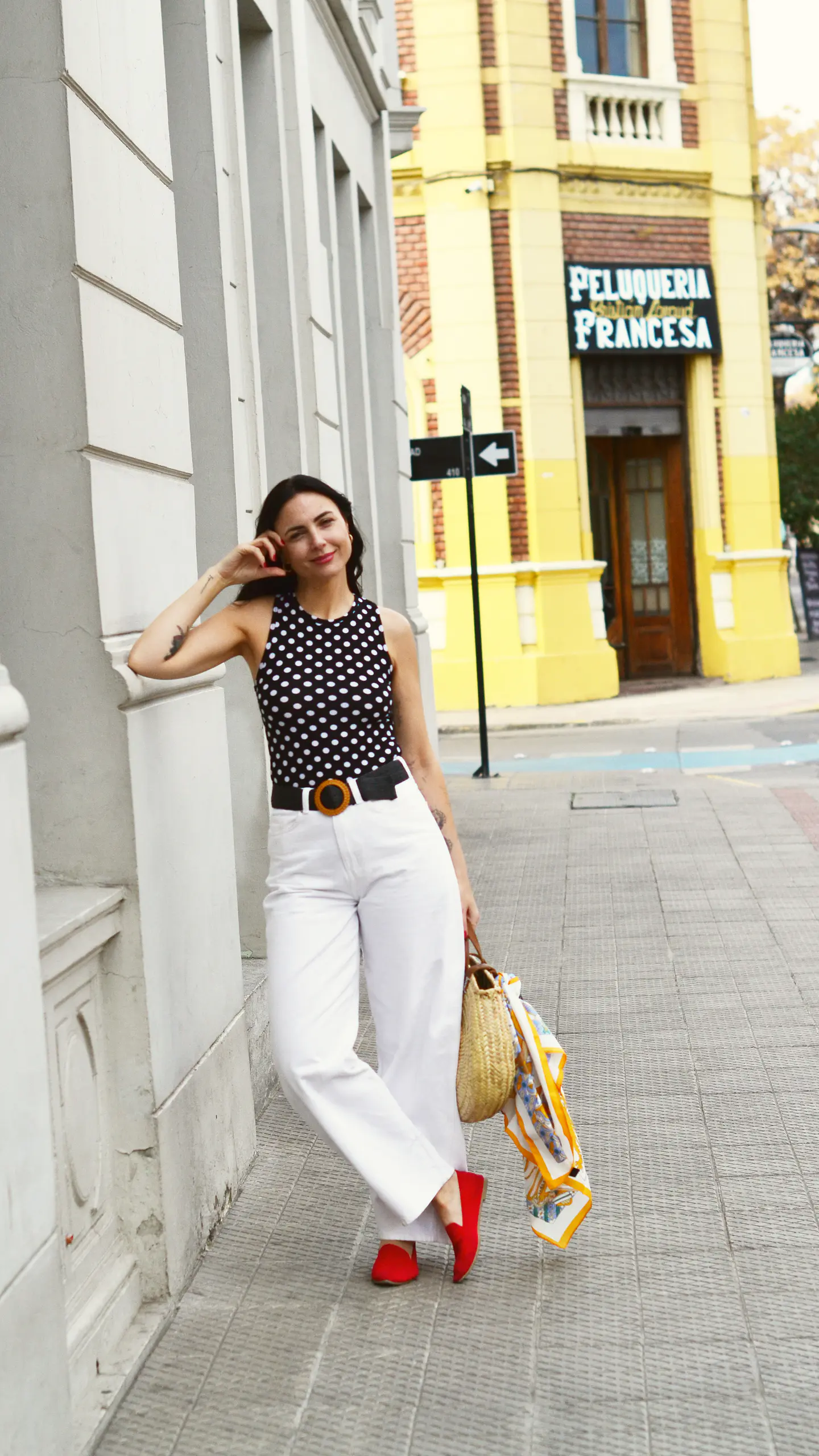 Top Isabel negro lunares blancos 1