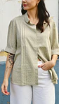Blusa Filomena algodón verde claro - Miniatura 5