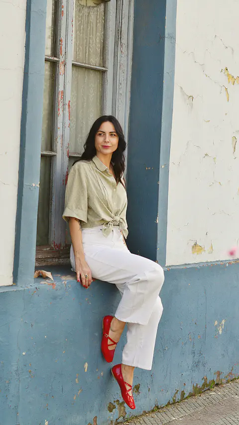 Blusa Filomena algodón verde claro