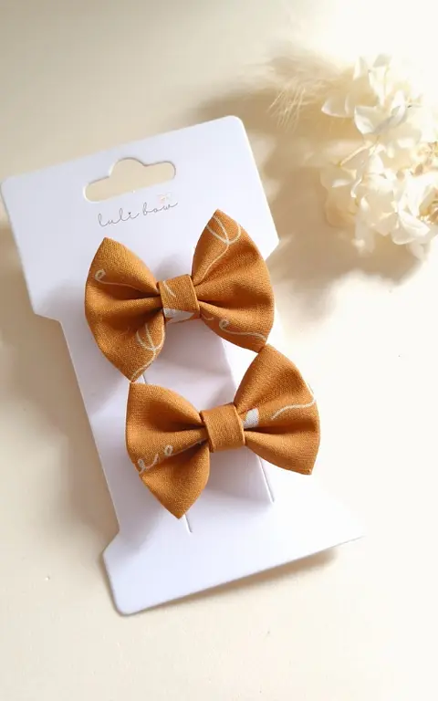 Par Bow Capricho Tecido - Ocre