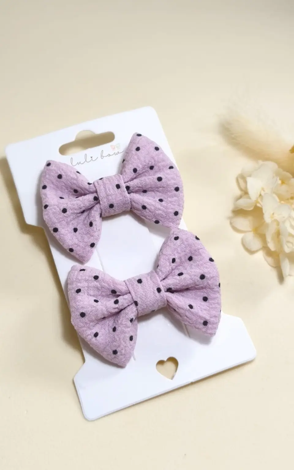 Par Bow Capricho Tecido - Rosa às Bolinhas 1