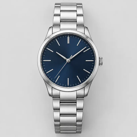 Reloj Costa — acero plateado, esfera azul