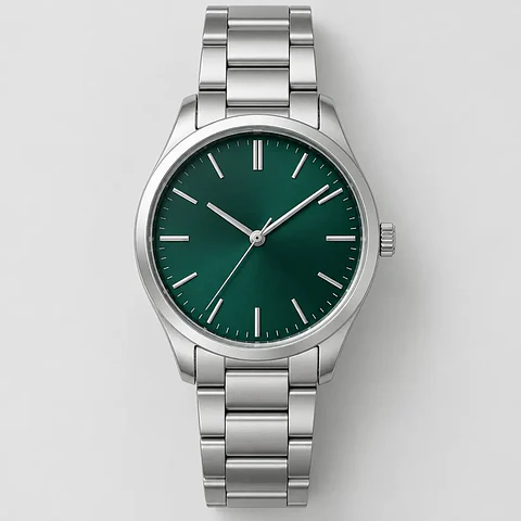 Reloj Malecón — acero y esfera verde petróleo