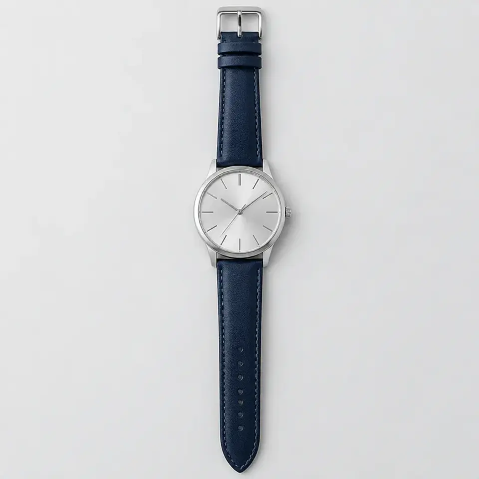 Reloj Alameda — cuero azul oscuro, esfera plateada 1