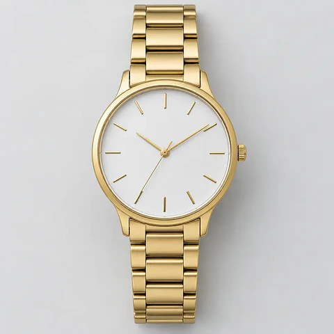 Reloj Lomas — dorado suave, esfera blanca