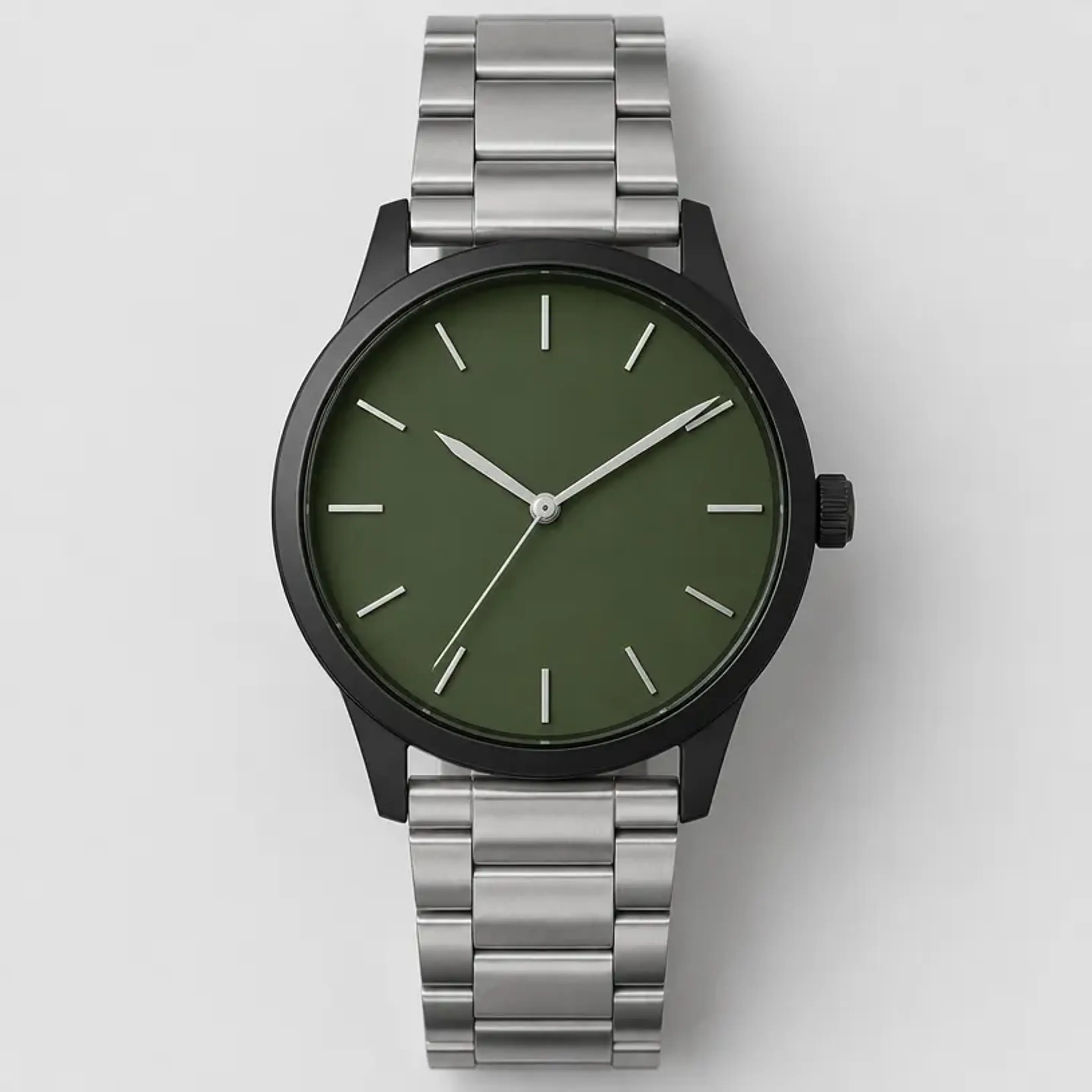 Reloj Olivar — caja negra, correa de acero 1