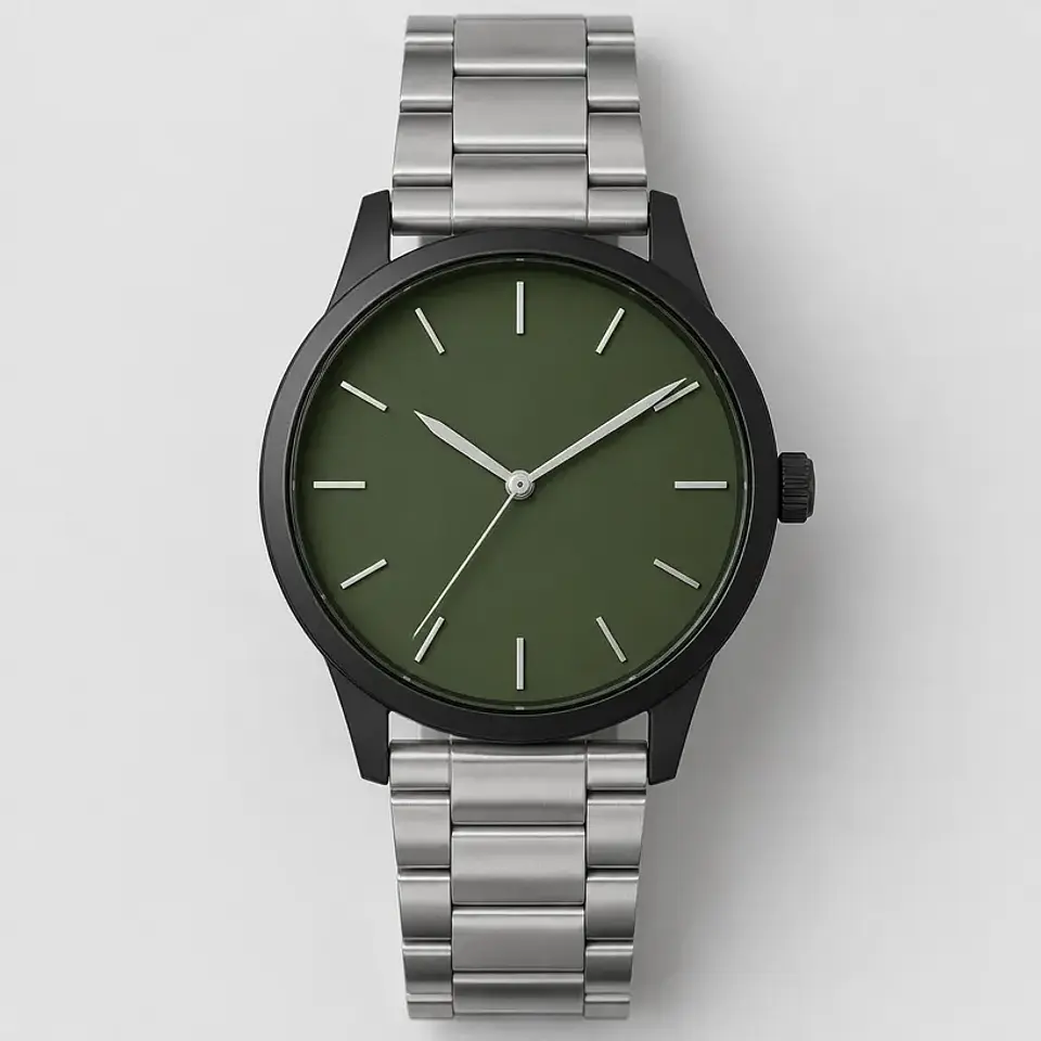 Reloj Olivar — caja negra, correa de acero 1