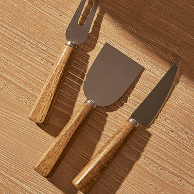 Set de 3 Cuchillos con mango de madera