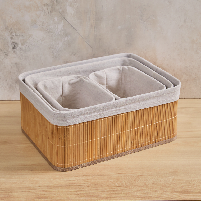 Set x4 Canasta Bambú Rectangular 1