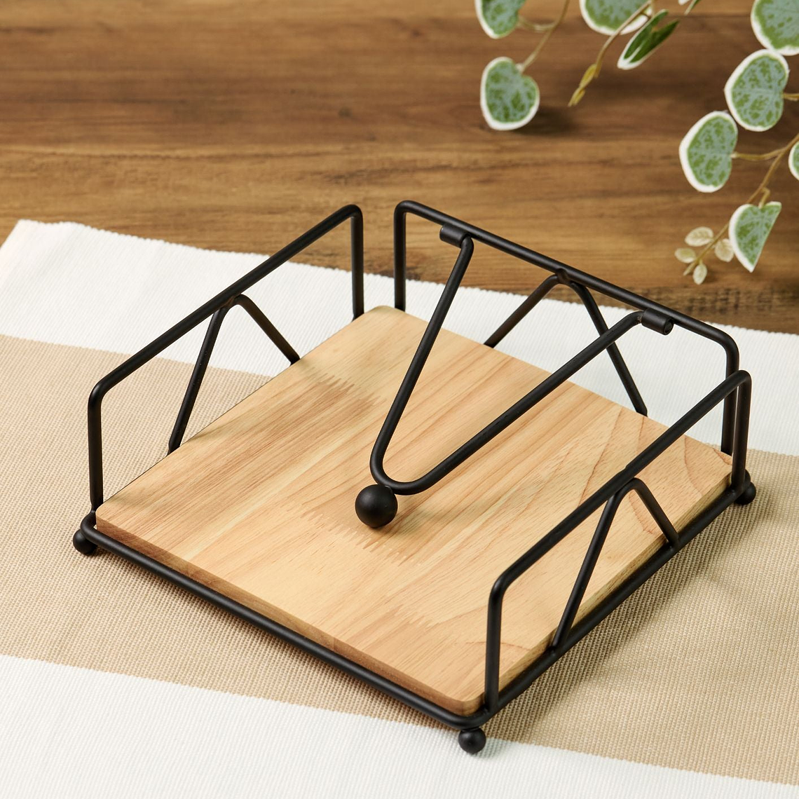 Servilletero Metal con Madera 1