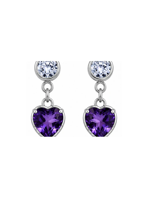 Aretes Corazón Amatista Nocturna