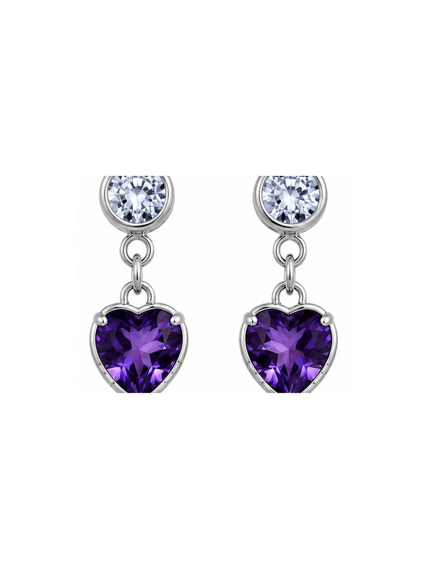 Aretes Corazón Amatista Nocturna 1