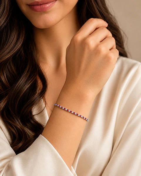 Pulsera Tennis Rubí Destello "Peruanita"