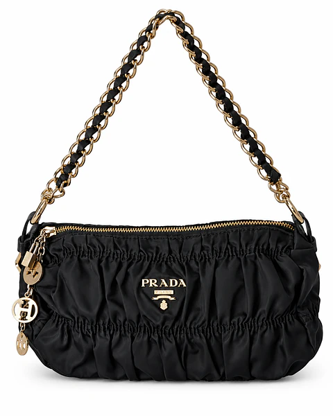 Prada Tessuto Gaufre Chain Shoulder Bag Negro