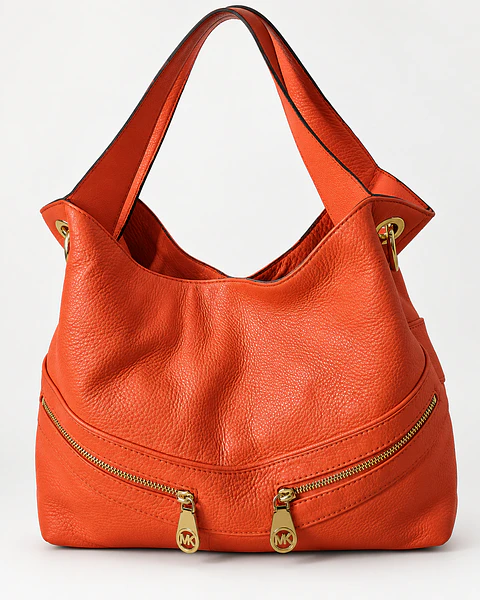 Michael Kors Evie Large Pebbled Leather Shoulder Bag Coral