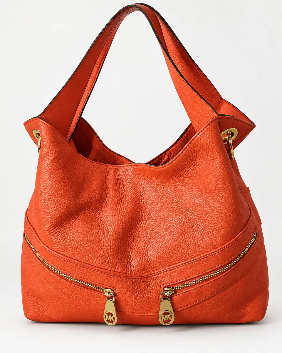 Michael Kors Evie Large Pebbled Leather Shoulder Bag Coral 1