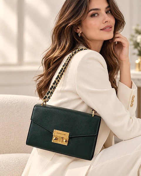 Michael Kors Sloan Editor Leather Shoulder Bag Verde