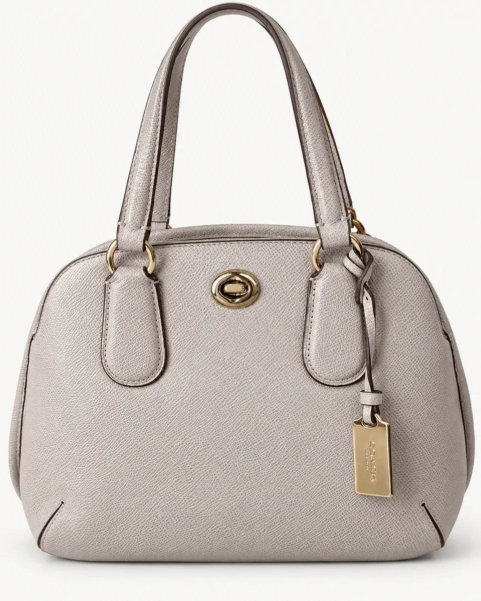Coach Light Gray Leather Satchel 1