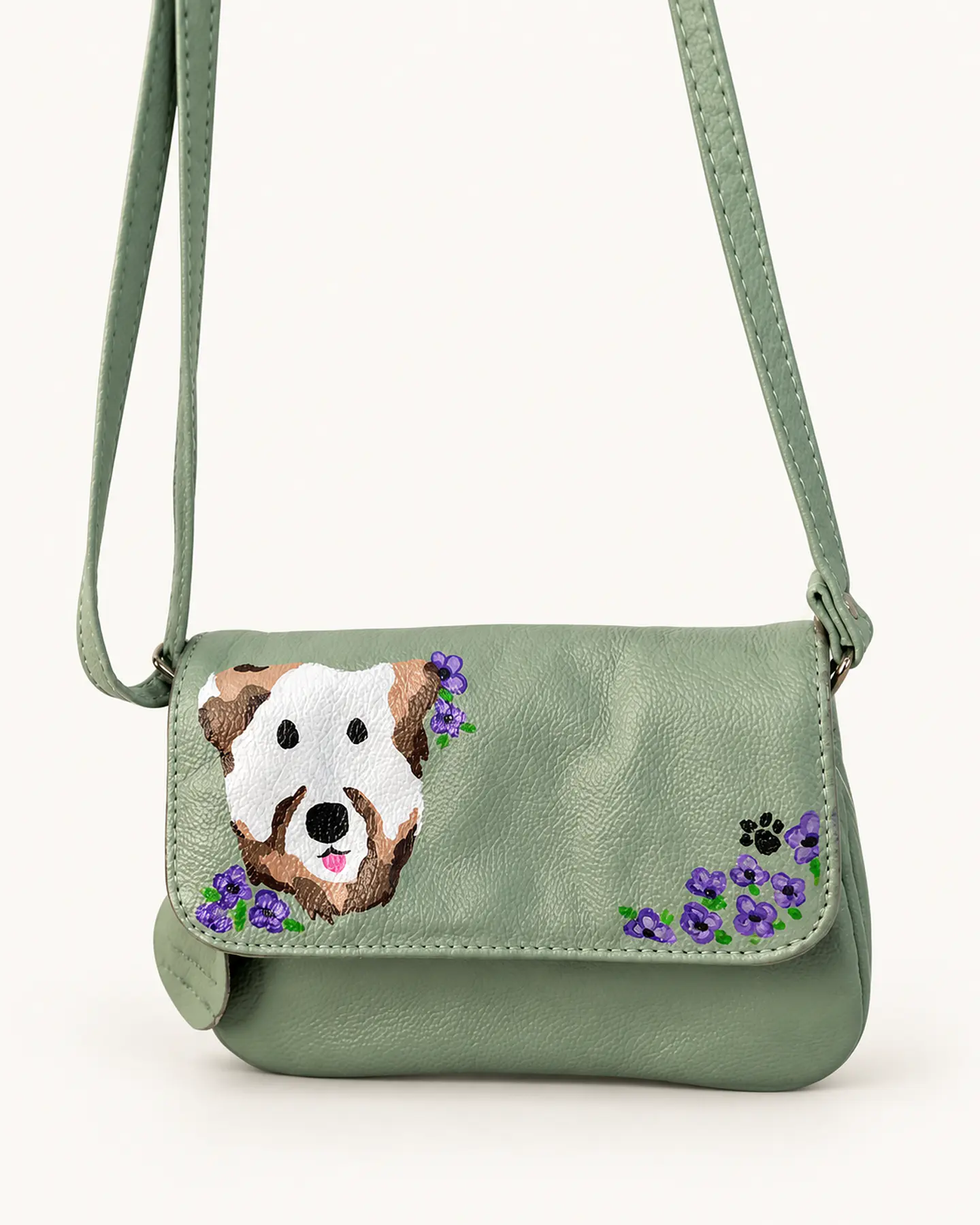 Bentley Crossbody Verde con Diseño de Perrito 1