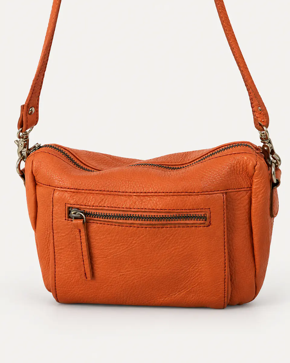 Morral de cuero granulado naranja 1